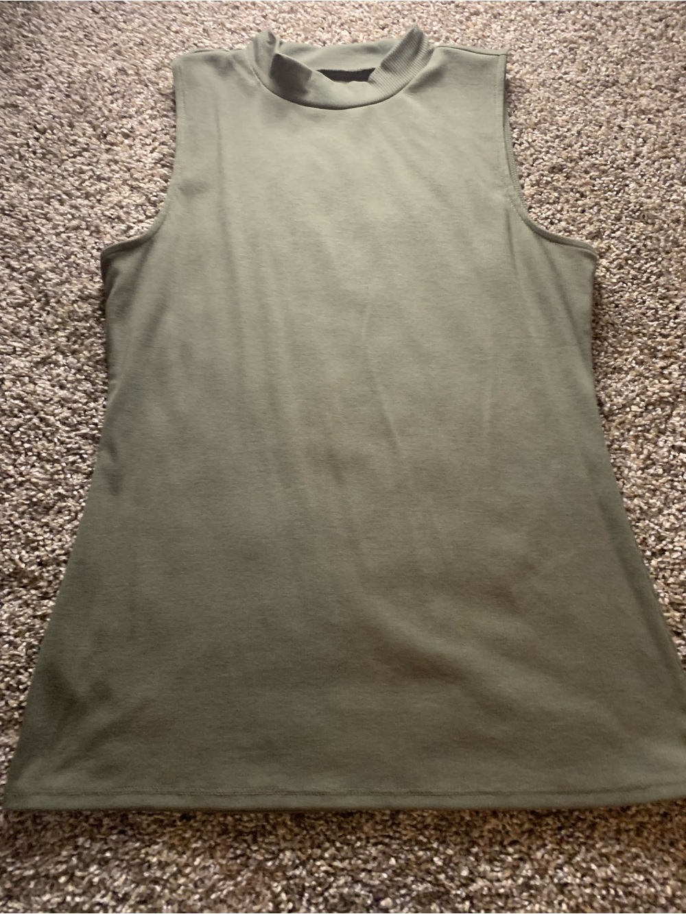 LOFT Mock Neck Sleeveless Tank Top in Olive Green
